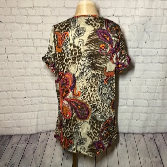 Y2k Mobwife Patterned Short Sleeve Top Size 16 - Picture 2 of 4
